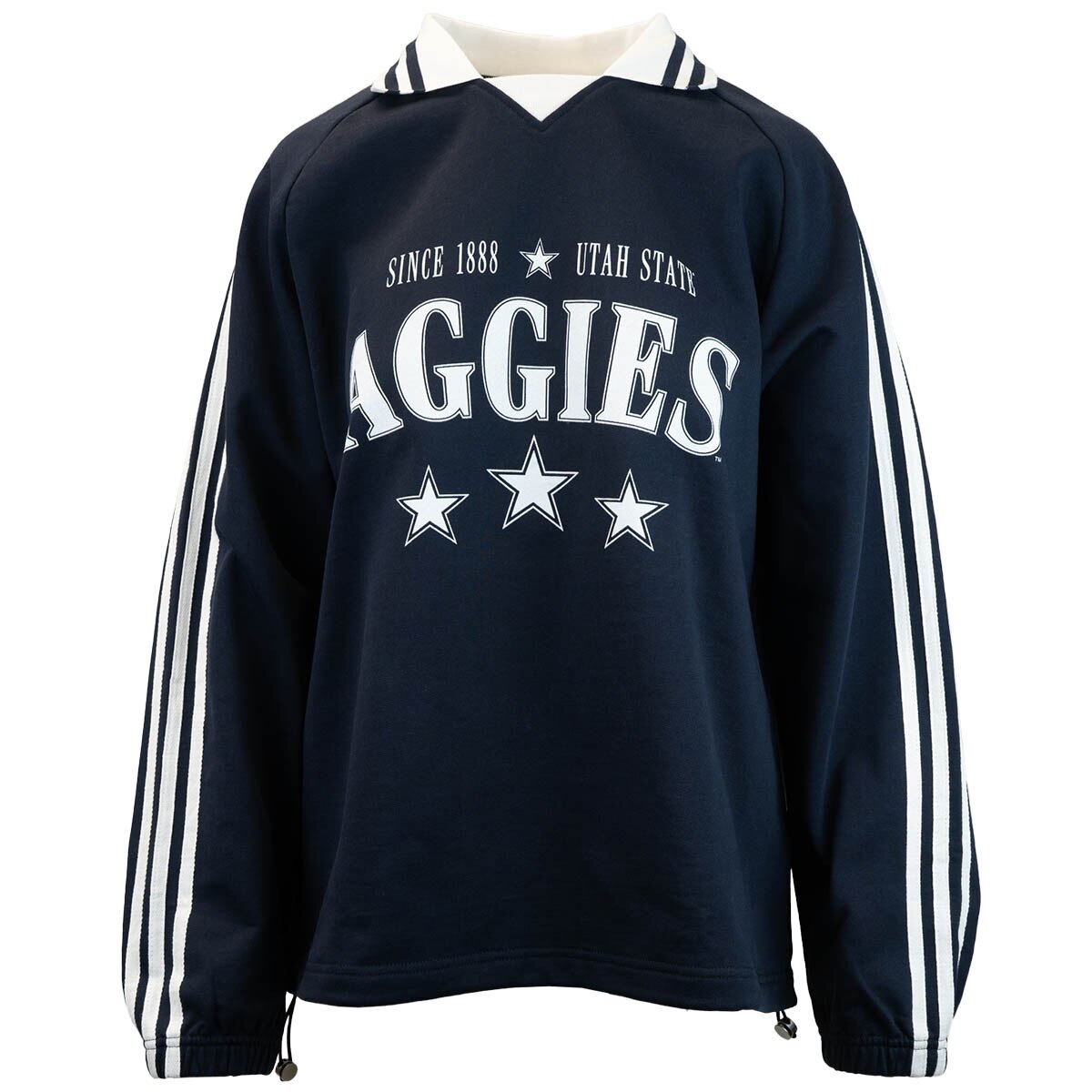 Women's Aggies Striped Collar Sweatshirt navy